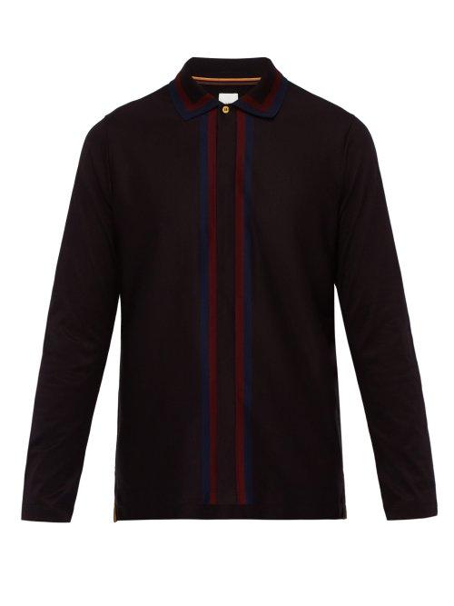 Matchesfashion.com Paul Smith - Placket Stripe Cotton Polo Shirt - Mens - Navy