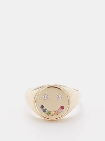 Roxanne First - Happy Or Sad Diamond, Sapphire & 14kt Gold Ring - Womens - Gold Multi