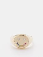 Roxanne First - Happy Or Sad Diamond, Sapphire & 14kt Gold Ring - Womens - Gold Multi