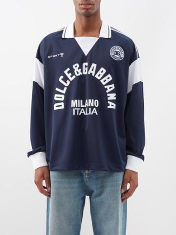 Dolce & Gabbana - Logo-patch Jersey Oversized Sweatshirt - Mens - Navy White