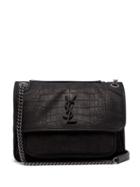 Matchesfashion.com Saint Laurent - Niki Medium Crocodile Effect Leather Shoulder Bag - Womens - Black