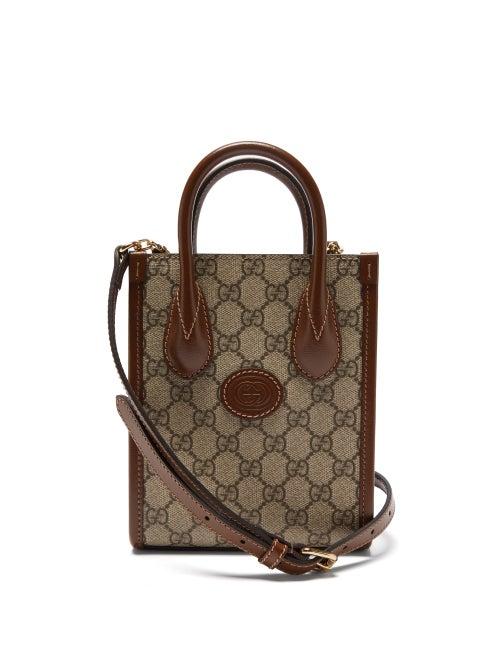 Gucci - Mini Gg-canvas And Leather Tote Bag - Womens - Beige Multi