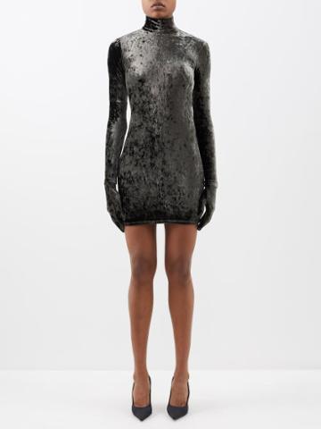 Balenciaga - Detachable-glove Crushed-velvet Dress - Womens - Multi