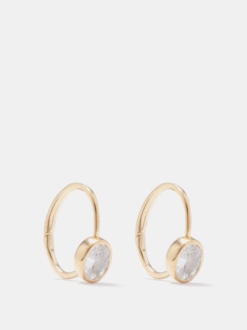 Theodora Warre - Crystal & Gold-plated Hoop Earrings - Womens - Gold Multi