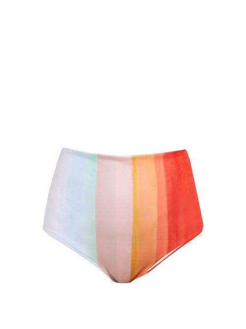 Matchesfashion.com Mara Hoffman - Lydia Striped High Rise Bikini Briefs - Womens - Multi Stripe