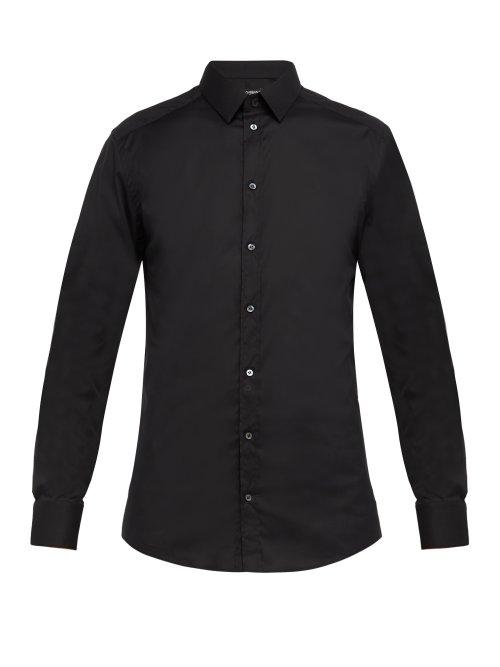 Matchesfashion.com Dolce & Gabbana - Gold Fit Cotton Blend Poplin Shirt - Mens - Black