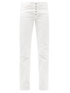 Matchesfashion.com Mm6 Maison Margiela - Logo-label Buttoned Slim-leg Jeans - Womens - Ivory