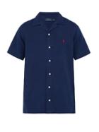 Matchesfashion.com Polo Ralph Lauren - Logo Embroidered Linen Blend Shirt - Mens - Navy