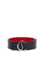 Mens Accessories Christian Louboutin - Monogram-buckle Leather Belt - Mens - Red Navy
