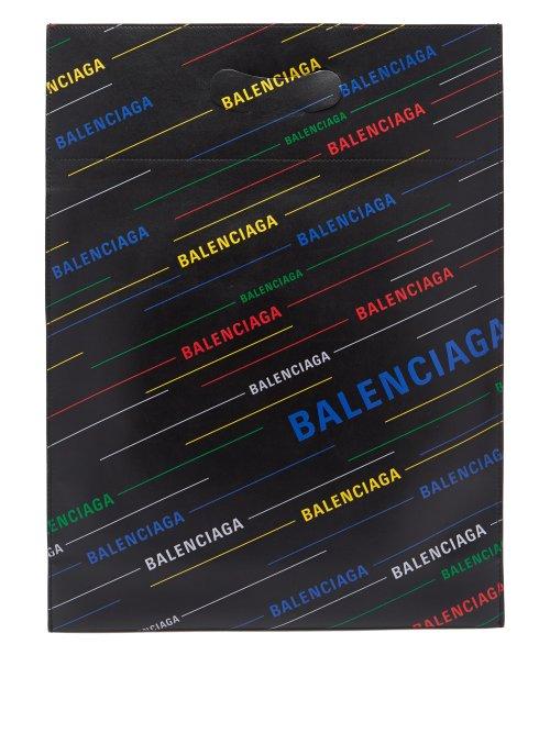 Matchesfashion.com Balenciaga - Logo Print Leather Tote Bag - Mens - Black