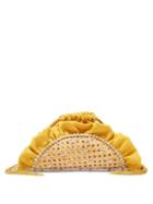 Matchesfashion.com Rosantica - Taco Crystal-embellished Rattan Clutch Bag - Womens - Yellow Multi