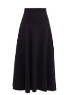 Matchesfashion.com Norma Kamali - Grace Raw-seam Flared Midi Skirt - Womens - Navy