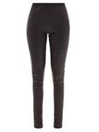 Rick Owens - High-rise Panelled-leather Leggings - Womens - Black