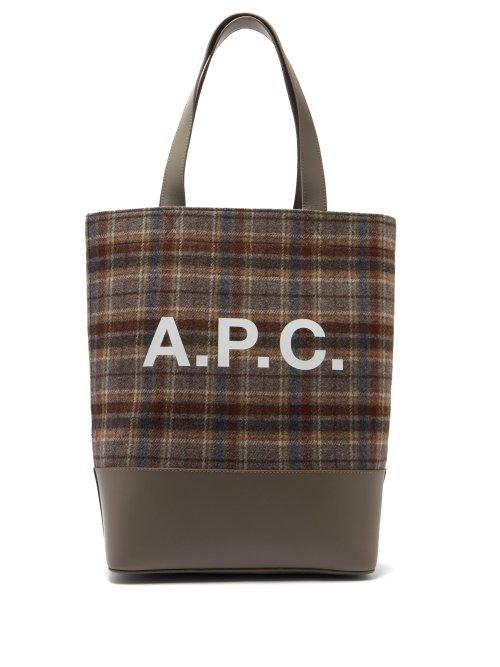 Matchesfashion.com A.p.c. - Axel Leather Panelled Tartan Felt Tote Bag - Womens - Grey Multi