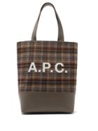 Matchesfashion.com A.p.c. - Axel Leather Panelled Tartan Felt Tote Bag - Womens - Grey Multi
