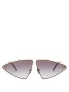Matchesfashion.com Burberry - Triangular Gold Plated Sunglasses - Womens - Gold