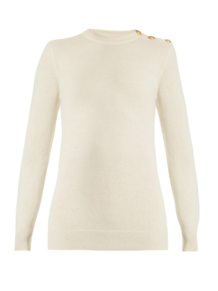 Balmain Button-shoulder Crew-neck Wool-blend Sweater