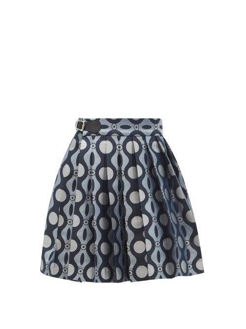 Matchesfashion.com Charles Jeffrey Loverboy - Caterpillar-jacquard Pleated Mini Kilt Skirt - Womens - Blue