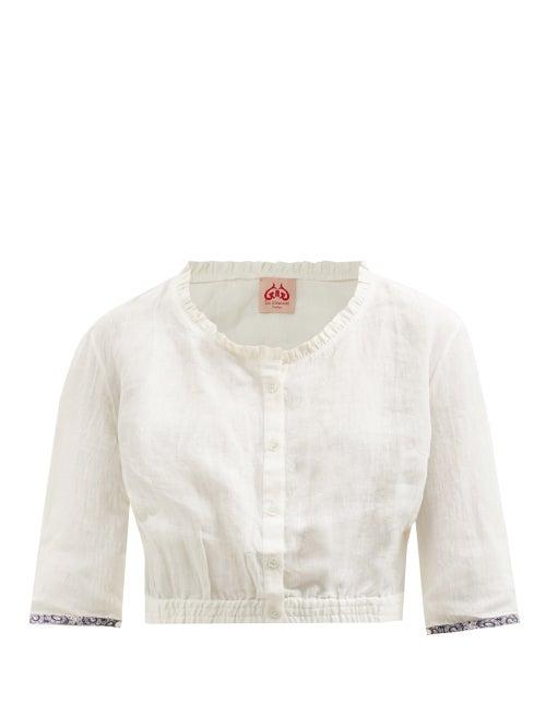 Le Sirenuse, Positano - Rosei Calypso Buttoned Linen Cropped Top - Womens - White