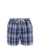 Matchesfashion.com Polo Ralph Lauren - Checked Cotton-blend Swim Shorts - Mens - Blue Multi