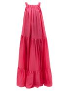Matchesfashion.com Kalita - Asri Low-back Tiered-silk Maxi Dress - Womens - Pink