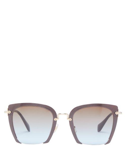 Matchesfashion.com Miu Miu - Square Frame Acetate Sunglasses - Womens - Blue Multi