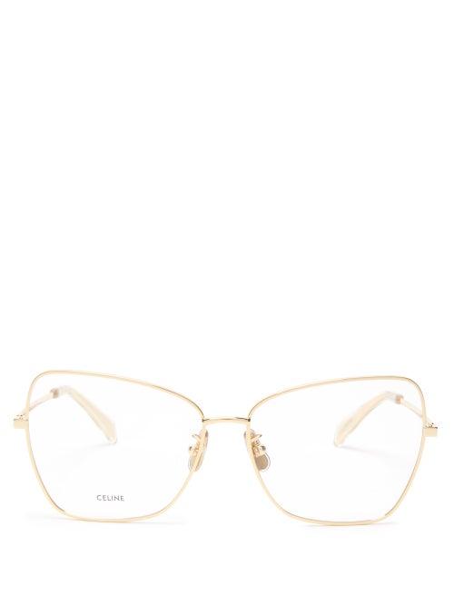 Matchesfashion.com Celine Eyewear - Butterfly Metal Glasses - Womens - Gold