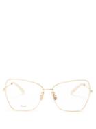 Matchesfashion.com Celine Eyewear - Butterfly Metal Glasses - Womens - Gold