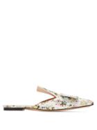 Matchesfashion.com Emilia Wickstead - X Charlotte Olympia Floral Print Canvas Loafers - Womens - White Multi