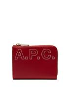 Matchesfashion.com A.p.c. - Lise Logo Embroidered Leather Wallet - Womens - Red