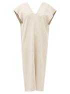 Lauren Manoogian - V-neck Cotton-interlock Dress - Womens - Beige