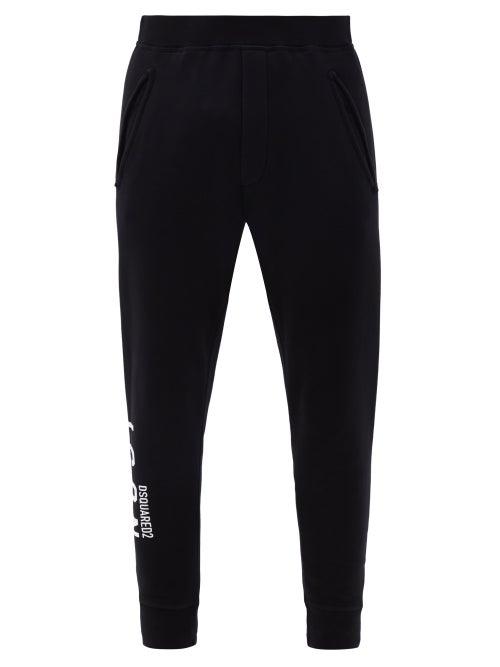 Matchesfashion.com Dsquared2 - Icon-print Cotton Jersey Track Pants - Mens - Black