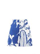 Matchesfashion.com La Doublej - Abstract-print Cotton-blend Shorts - Womens - Blue White