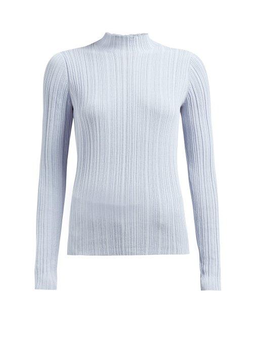 Matchesfashion.com Acne Studios - Kana Ribbed Cotton Blend Top - Womens - Light Blue