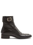 Matchesfashion.com Saint Laurent - Miles Buckled Leather Boots - Mens - Black