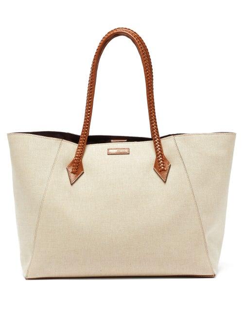 Matchesfashion.com Mtier London - Perriand Collapsible Linen Canvas Tote Bag - Womens - Beige Multi
