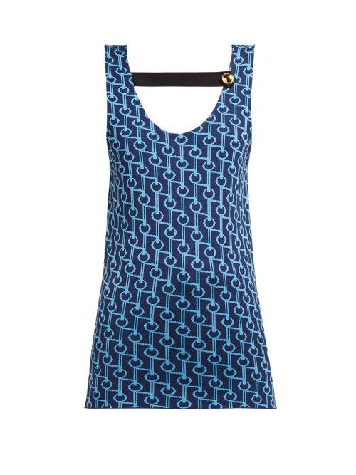 Matchesfashion.com Prada - Key Jacquard Wool Camisole - Womens - Navy White