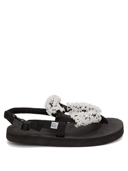 Matchesfashion.com Cecilie Bahnsen - X Suicoke Kat Flower-beaded Sandals - Womens - Black White