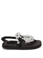 Matchesfashion.com Cecilie Bahnsen - X Suicoke Kat Flower-beaded Sandals - Womens - Black White