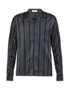Matchesfashion.com Commas - Striped Silk And Cotton Blend Poplin Shirt - Mens - Blue Multi