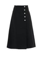 Matchesfashion.com Paco Rabanne - Buttoned Brushed Wool-blend Twill Wrap Skirt - Womens - Black Orange
