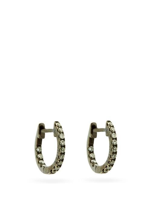 Matchesfashion.com Rosa De La Cruz - Diamond & Rhodium Earrings - Womens - Crystal