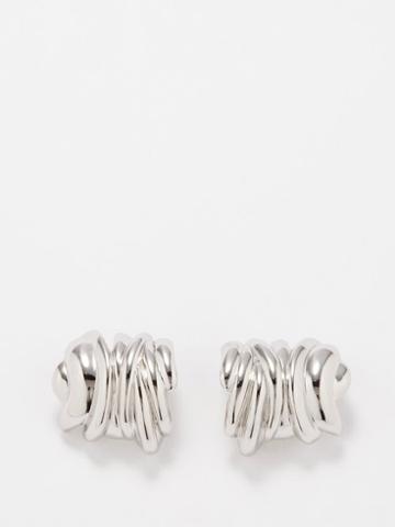Completedworks - Twist Platinum-plated Hoop Earrings - Womens - Silver
