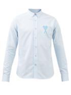 Ami - Ami De Caur-logo Organic-cotton Shirt - Mens - Light Blue