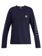Matchesfashion.com Junya Watanabe - X Carhartt Logo Print Long Sleeved Cotton T Shirt - Mens - Navy