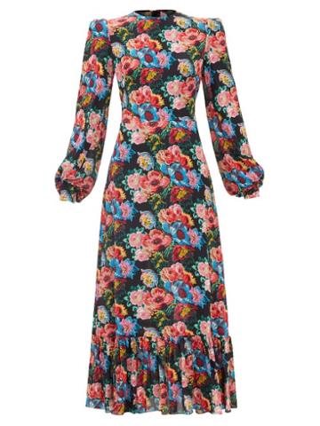 The Vampire's Wife - The Villanelle Floral-print Crepe Dress - Womens - Black