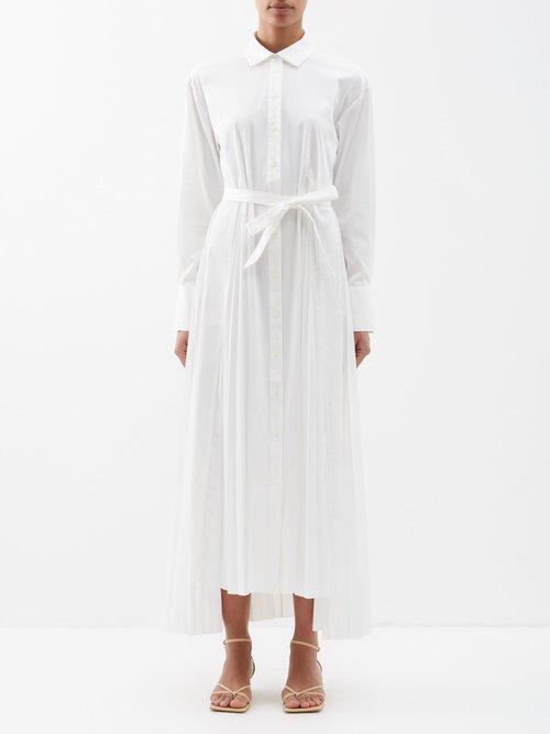 Frame - Pleated Cotton-poplin Maxi Shirt Dress - Womens - White
