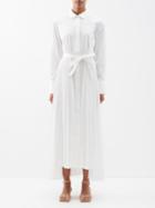 Frame - Pleated Cotton-poplin Maxi Shirt Dress - Womens - White