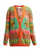 Matchesfashion.com Gucci - Tiger And Kingsnake Wool Jacquard Cardigan - Womens - Orange Multi