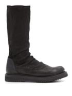 Matchesfashion.com Rick Owens - Stretch-suede And Leather Mid-calf Boots - Womens - Black